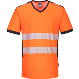 Portwest Warn-T-Shirt, Orange mit V-Ausschnitt